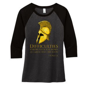 Stoicism Seneca Quote On Difficulties Stoic Philosophy Women's Tri-Blend 3/4-Sleeve Raglan Shirt