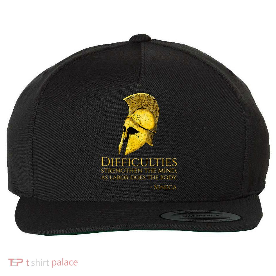 Stoicism Seneca Quote On Difficulties Stoic Philosophy Wool Snapback Cap