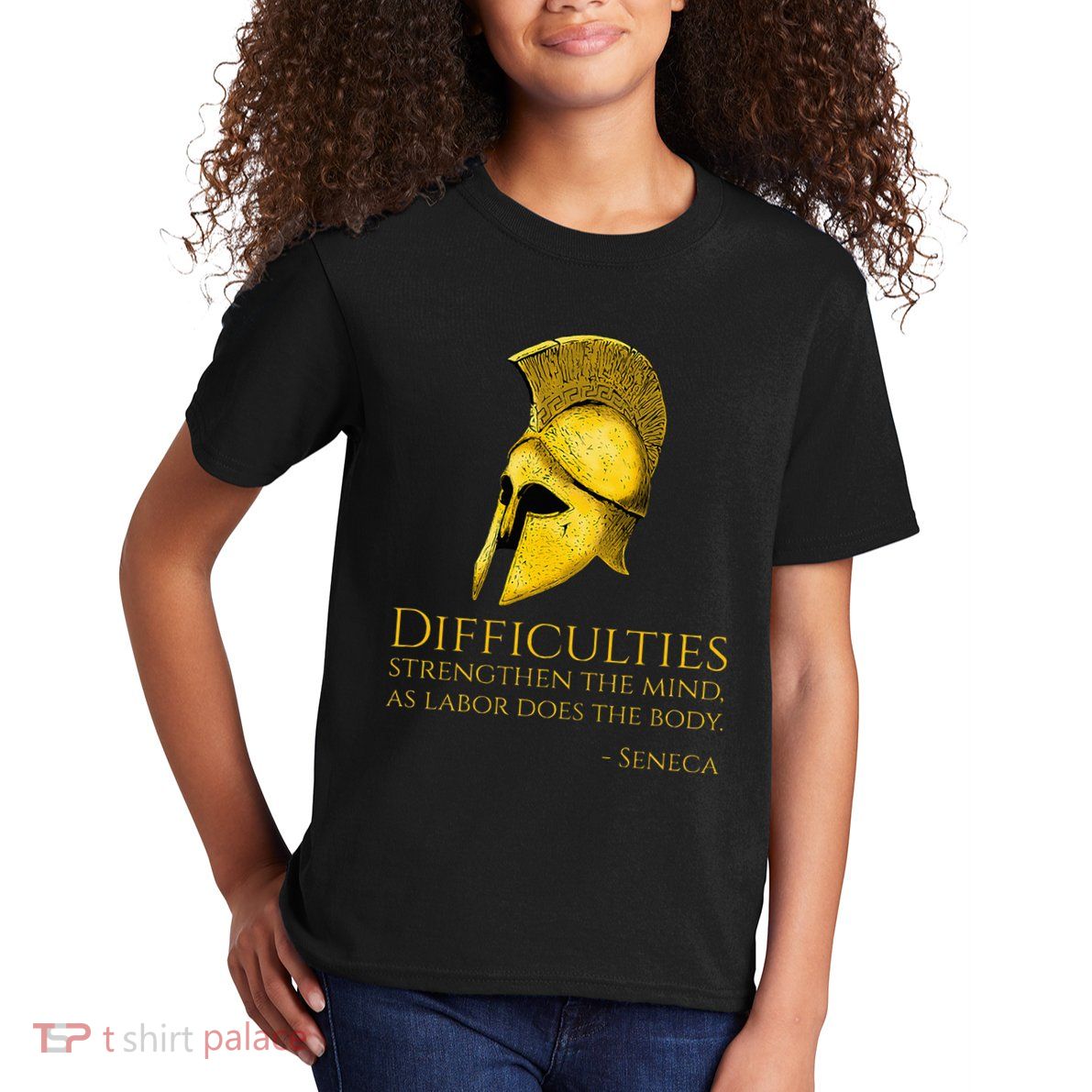 Stoicism Seneca Quote On Difficulties Stoic Philosophy Kids T-Shirt
