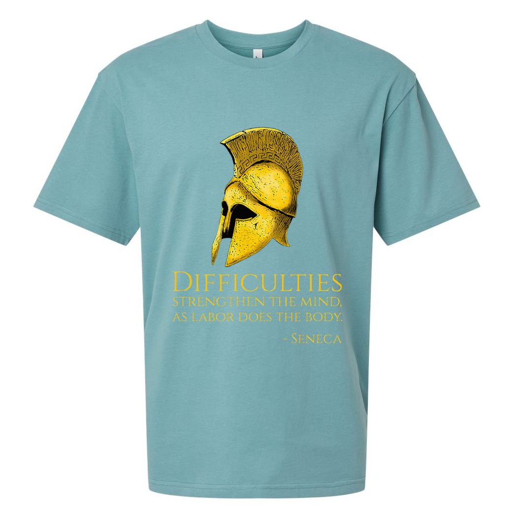 Stoicism Seneca Quote On Difficulties Stoic Philosophy Sueded Cloud Jersey T-Shirt