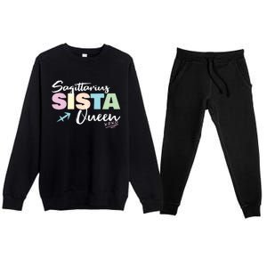 Sagittarius Sista Queen Zodiac Sign Proud Sagittarius Meaningful Gift Premium Crewneck Sweatsuit Set