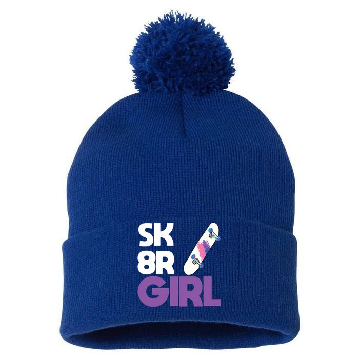 Sk8r – Skateboard Queen Skateboarding Tricks Skate Gift Pom Pom 12in Knit Beanie