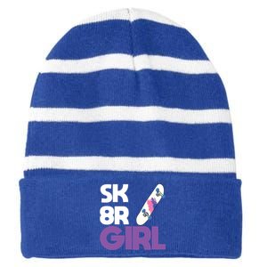 Sk8r – Skateboard Queen Skateboarding Tricks Skate Gift Striped Beanie with Solid Band