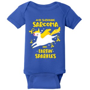 Sarcoma Survivor Quote Farting Unicorn Cancer Awareness Gift Baby Bodysuit