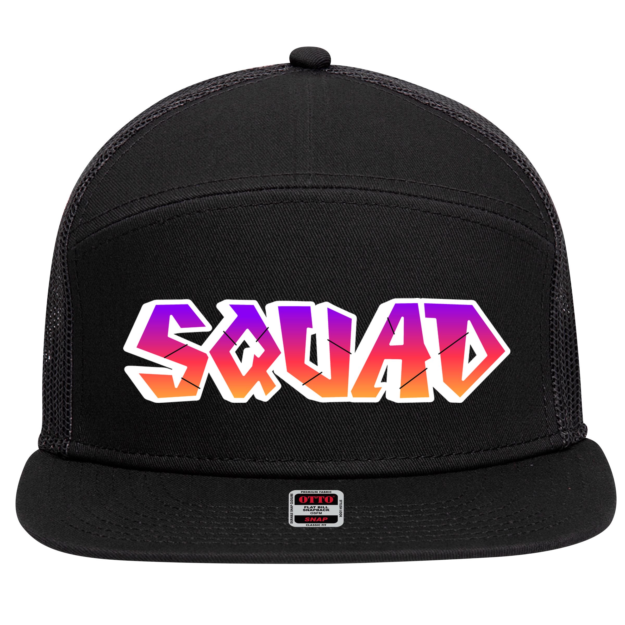 Squad 7 Panel Mesh Trucker Snapback Hat