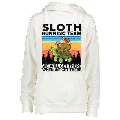 Sloth Sloth Running Team Women Men Gift Funny Running Womens Funnel Neck Pullover Hood