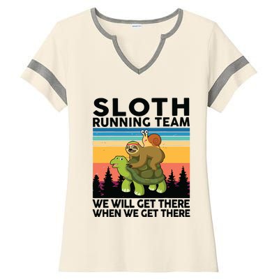 Sloth Sloth Running Team Women Men Gift Funny Running Ladies Halftime Notch Neck Tee