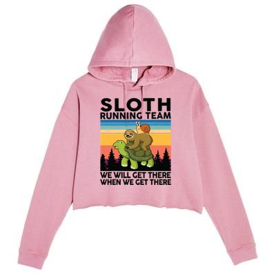 Sloth Sloth Running Team Women Men Gift Funny Running Crop Fleece Hoodie