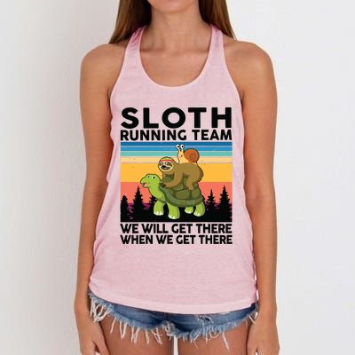 Sloth Sloth Running Team Women Men Gift Funny Running Women's Knotted Racerback Tank