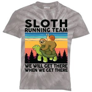 Sloth Sloth Running Team Women Men Gift Funny Running Kids Tie-Dye T-Shirt