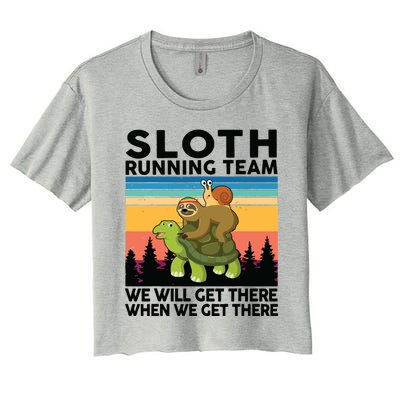 Sloth Sloth Running Team Women Men Gift Funny Running Women's Crop Top Tee