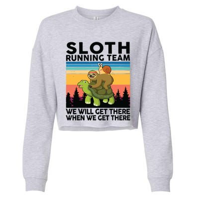 Sloth Sloth Running Team Women Men Gift Funny Running Cropped Pullover Crew