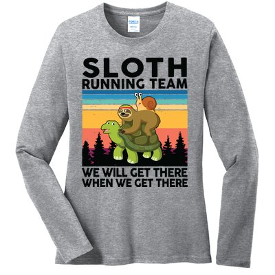 Sloth Sloth Running Team Women Men Gift Funny Running Ladies Long Sleeve Shirt