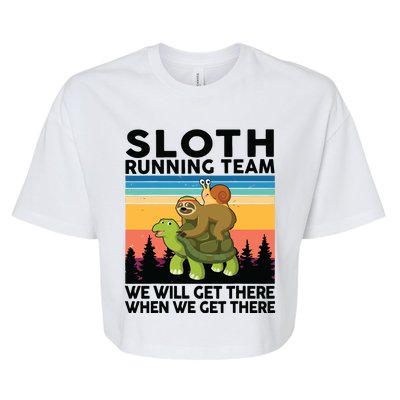 Sloth Sloth Running Team Women Men Gift Funny Running Bella+Canvas Jersey Crop Tee