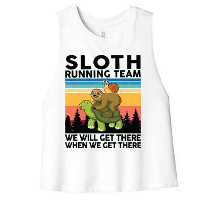 Sloth Sloth Running Team Women Men Gift Funny Running Women's Racerback Cropped Tank