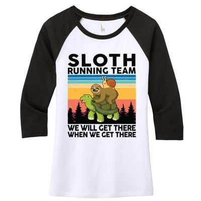 Sloth Sloth Running Team Women Men Gift Funny Running Women's Tri-Blend 3/4-Sleeve Raglan Shirt