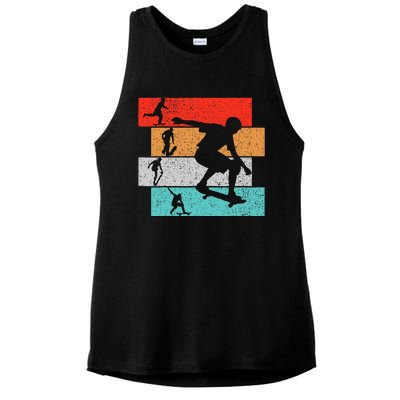 Skater Skateboarder Retro Skateboard Ladies PosiCharge Tri-Blend Wicking Tank