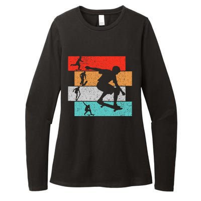 Skater Skateboarder Retro Skateboard Womens CVC Long Sleeve Shirt