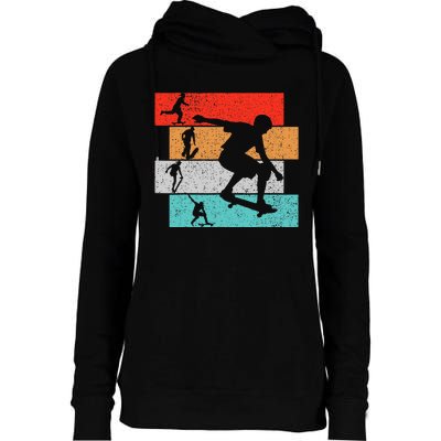 Skater Skateboarder Retro Skateboard Womens Funnel Neck Pullover Hood