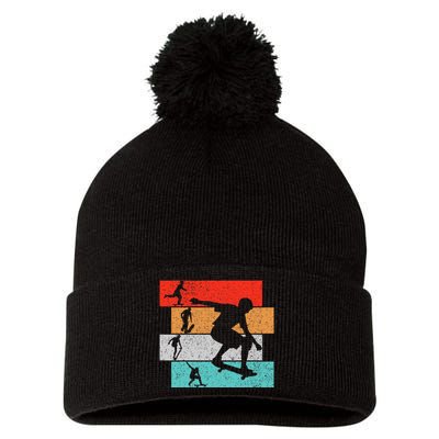 Skater Skateboarder Retro Skateboard Pom Pom 12in Knit Beanie