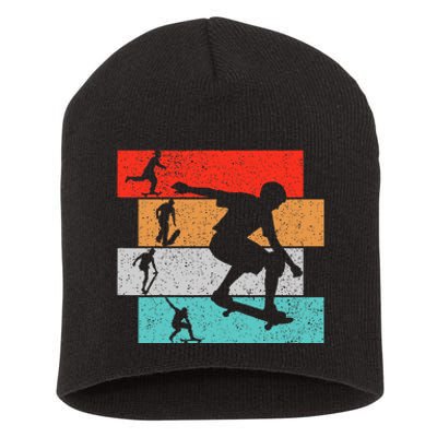 Skater Skateboarder Retro Skateboard Short Acrylic Beanie