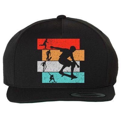 Skater Skateboarder Retro Skateboard Wool Snapback Cap