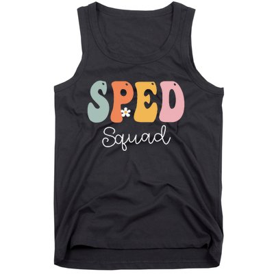 Sped Squad Retro Groovy Vintage Happy First Day Of School Tank Top