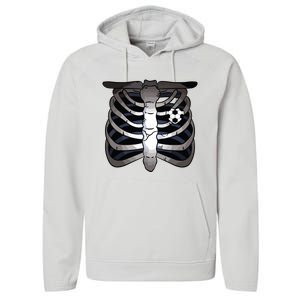 Skeleton Soccer Rib Cage Soccer Lover Halloween Costume Boy Performance Fleece Hoodie