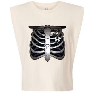 Skeleton Soccer Rib Cage Soccer Lover Halloween Costume Boy Garment-Dyed Women's Muscle Tee