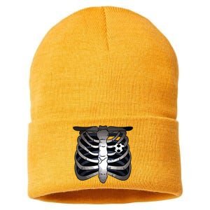 Skeleton Soccer Rib Cage Soccer Lover Halloween Costume Boy Sustainable Knit Beanie