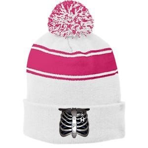 Skeleton Soccer Rib Cage Soccer Lover Halloween Costume Boy Stripe Pom Pom Beanie