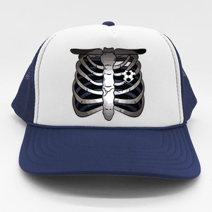 Skeleton Soccer Rib Cage Soccer Lover Halloween Costume Boy Trucker Hat