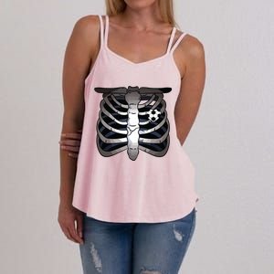 Skeleton Soccer Rib Cage Soccer Lover Halloween Costume Boy Women's Strappy Tank