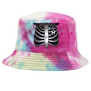 Skeleton Soccer Rib Cage Soccer Lover Halloween Costume Boy Tie-Dyed Bucket Hat