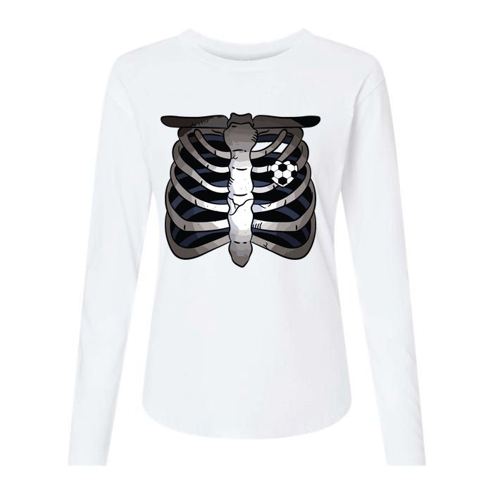 Skeleton Soccer Rib Cage Soccer Lover Halloween Costume Boy Womens Cotton Relaxed Long Sleeve T-Shirt