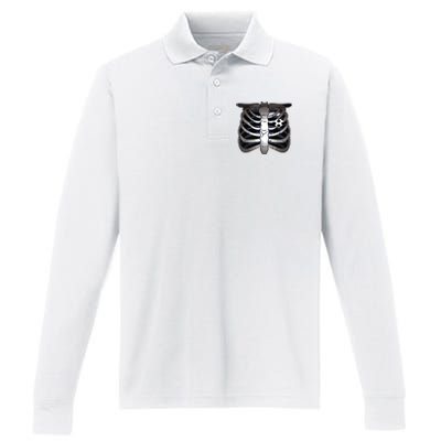 Skeleton Soccer Rib Cage Soccer Lover Halloween Costume Boy Performance Long Sleeve Polo