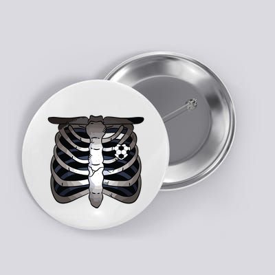 Skeleton Soccer Rib Cage Soccer Lover Halloween Costume Boy Button