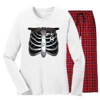 Skeleton Soccer Rib Cage Soccer Lover Halloween Costume Boy Women's Long Sleeve Flannel Pajama Set 