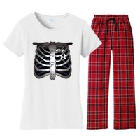 Skeleton Soccer Rib Cage Soccer Lover Halloween Costume Boy Women's Flannel Pajama Set