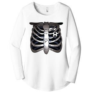 Skeleton Soccer Rib Cage Soccer Lover Halloween Costume Boy Women's Perfect Tri Tunic Long Sleeve Shirt