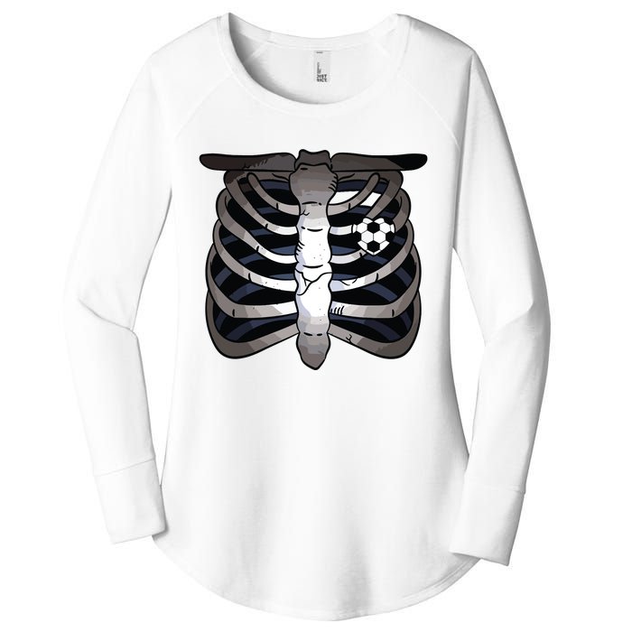 Skeleton Soccer Rib Cage Soccer Lover Halloween Costume Boy Women's Perfect Tri Tunic Long Sleeve Shirt