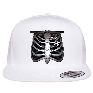 Skeleton Soccer Rib Cage Soccer Lover Halloween Costume Boy Flat Bill Trucker Hat