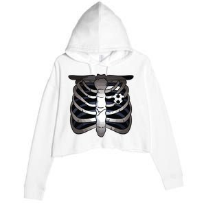 Skeleton Soccer Rib Cage Soccer Lover Halloween Costume Boy Crop Fleece Hoodie