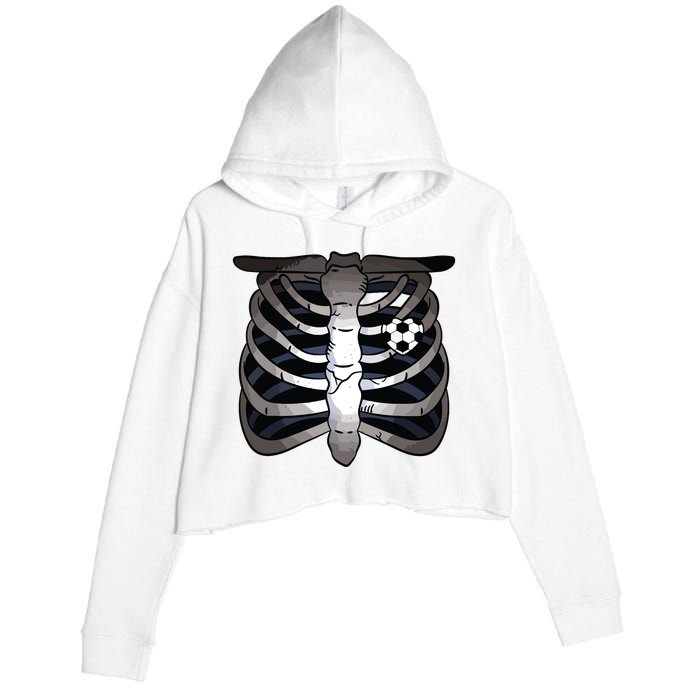 Skeleton Soccer Rib Cage Soccer Lover Halloween Costume Boy Crop Fleece Hoodie