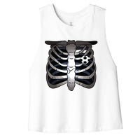 Skeleton Soccer Rib Cage Soccer Lover Halloween Costume Boy Women's Racerback Cropped Tank