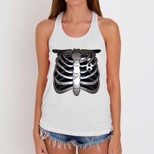 Skeleton Soccer Rib Cage Soccer Lover Halloween Costume Boy Women's Knotted Racerback Tank