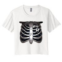 Skeleton Soccer Rib Cage Soccer Lover Halloween Costume Boy Women's Crop Top Tee