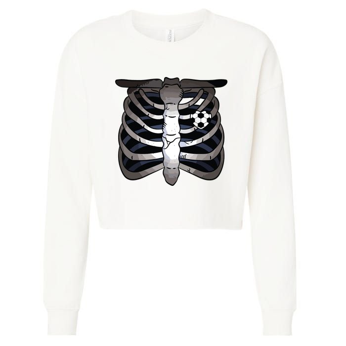 Skeleton Soccer Rib Cage Soccer Lover Halloween Costume Boy Cropped Pullover Crew