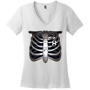 Skeleton Soccer Rib Cage Soccer Lover Halloween Costume Boy Women's V-Neck T-Shirt