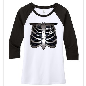 Skeleton Soccer Rib Cage Soccer Lover Halloween Costume Boy Women's Tri-Blend 3/4-Sleeve Raglan Shirt